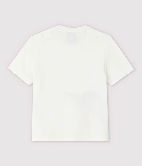 Tee-shirt manches courtes en côte bébé garçon blanc MARSHMALLOW