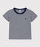 Tee-shirt rayé en coton enfant garçon bleu MEDIEVAL/blanc MARSHMALLOW