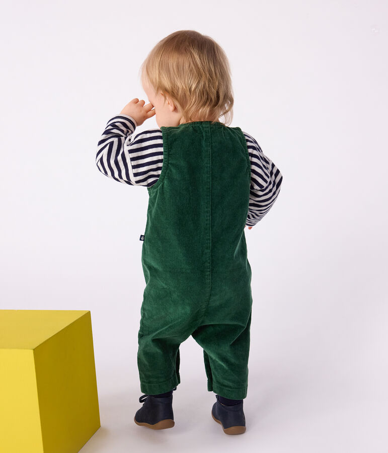 Combinaison longue b&eacute;b&eacute; en velours uni vert WILLOW