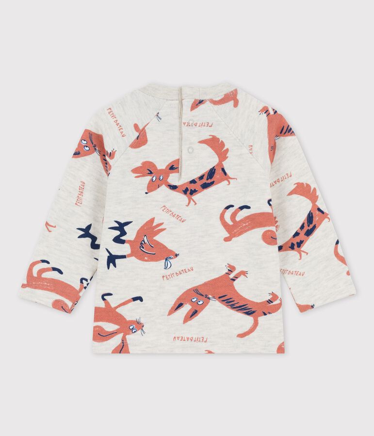 Sweatshirt imprim&eacute; animaux en molleton b&eacute;b&eacute; beige MONTELIMAR/blanc MULTICO