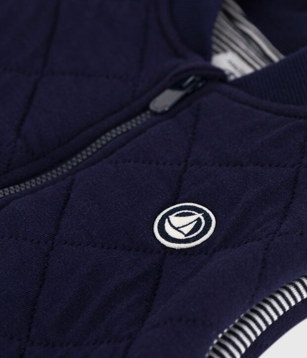 Gilet enfant en coton sans manche uni bleu marine