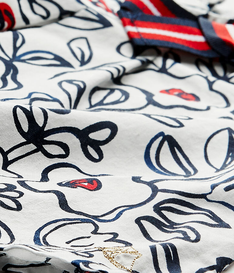 Blouse b&eacute;b&eacute; fille en popeline blanc MARSHMALLOW/blanc MULTICO