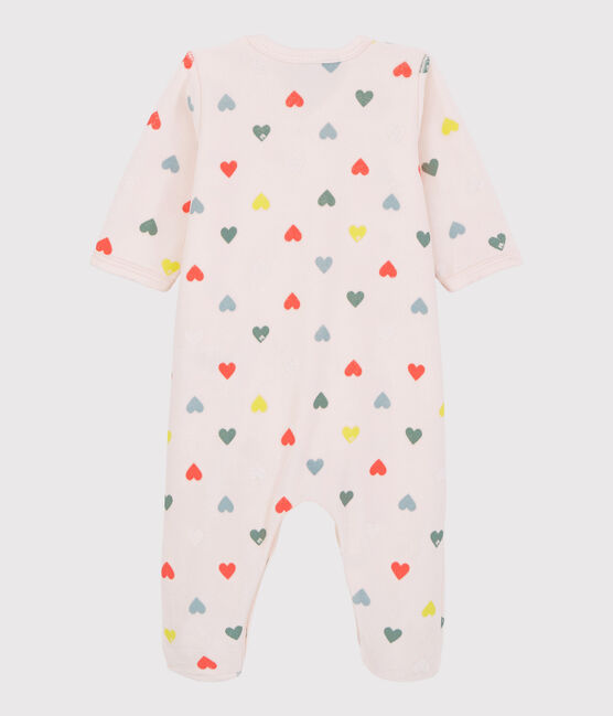 Dors-bien cœurs colorés bébé fille en velours rose FLEUR/blanc MULTICO