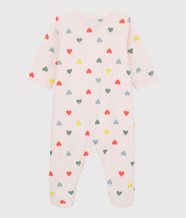 Dors-bien c&oelig;urs color&eacute;s b&eacute;b&eacute; fille en velours rose/multicouleur