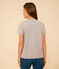 Tee-shirt LE DROIT col V en coton Femme gris CHATON CHINE