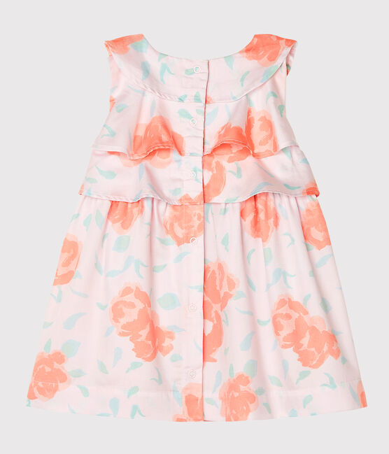Robe bébé fille en coton imprimé rose VIENNE/blanc MULTICO