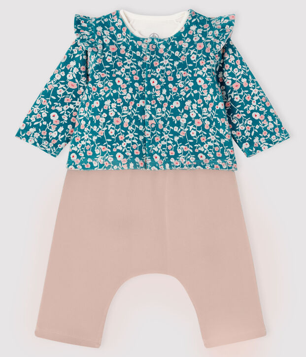 Ensemble 3 pi&egrave;ces b&eacute;b&eacute; en velours et en c&ocirc;te vert/multicouleur