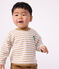 Tee-shirt b&eacute;b&eacute; en coton manches longues &agrave; rayures beige/&eacute;cru