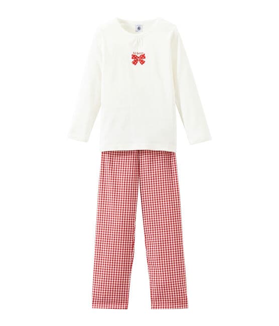 Pyjama petite fille rouge TERKUIT/blanc MARSHMALLOW
