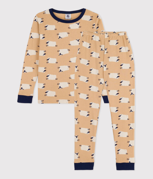 Pyjama ajust&eacute;  en coton enfant beige/multicouleur