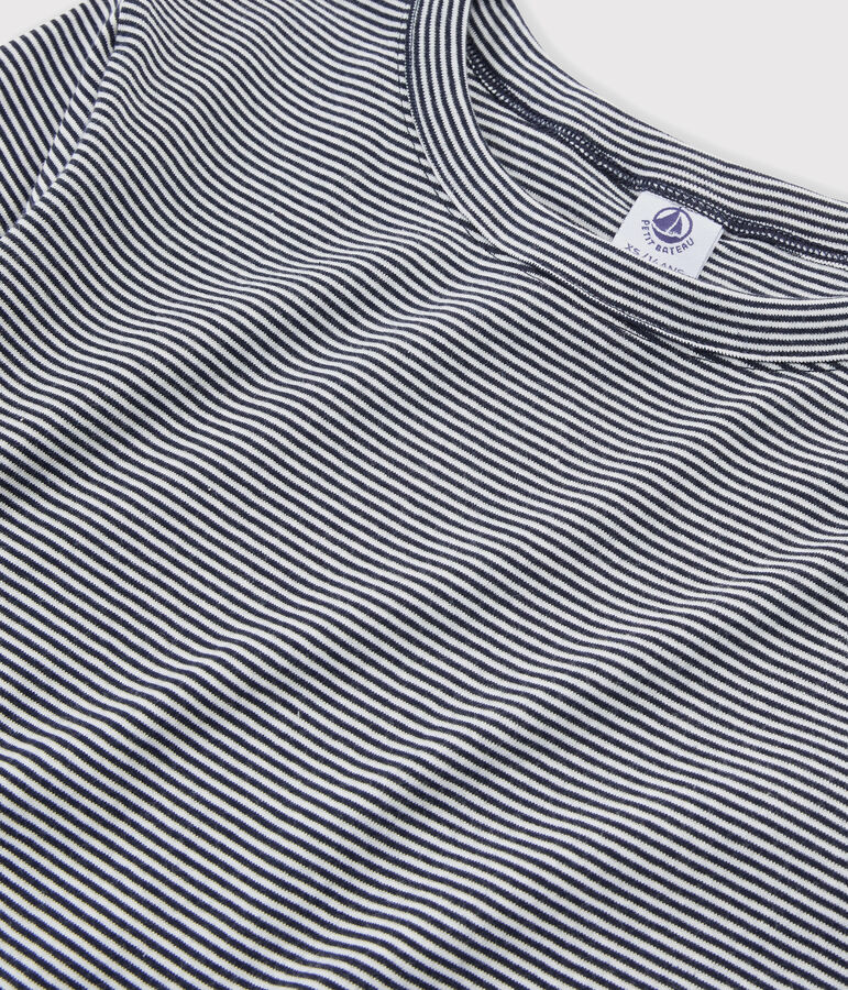 T-shirt col rond iconique en coton ray&eacute; Femme bleu/blanc