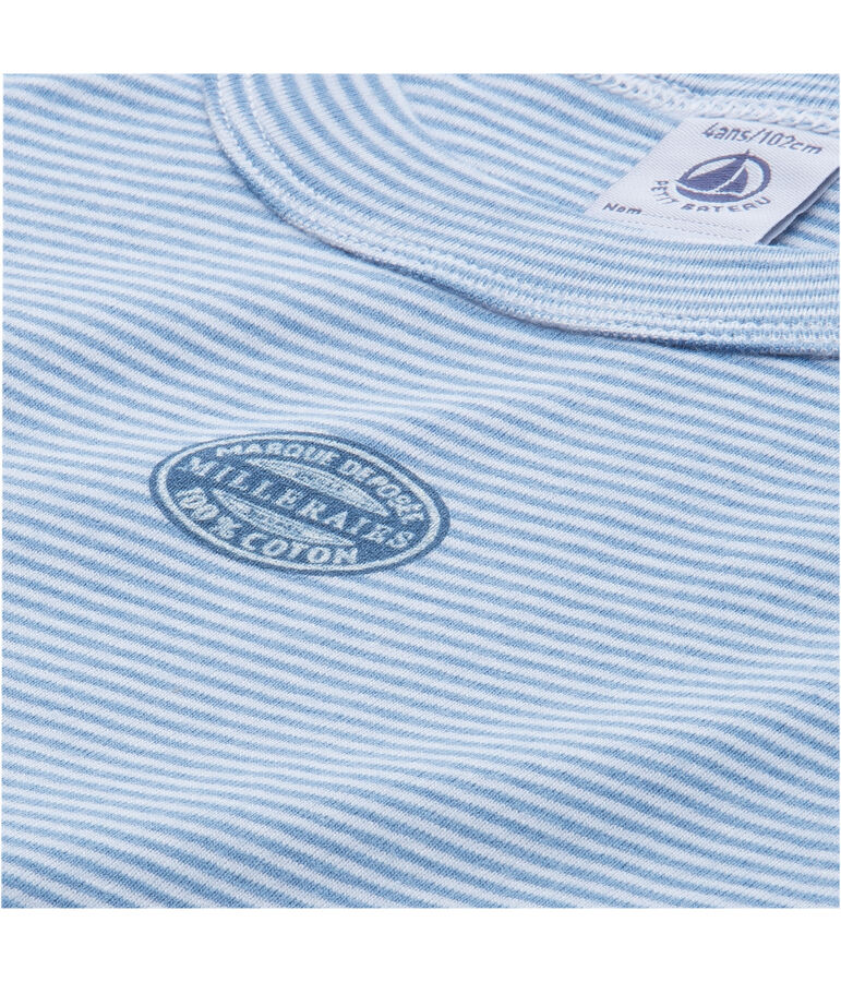 Pyjacourt gar&ccedil;on ray&eacute; milleraies bleu ALASKA/blanc ECUME