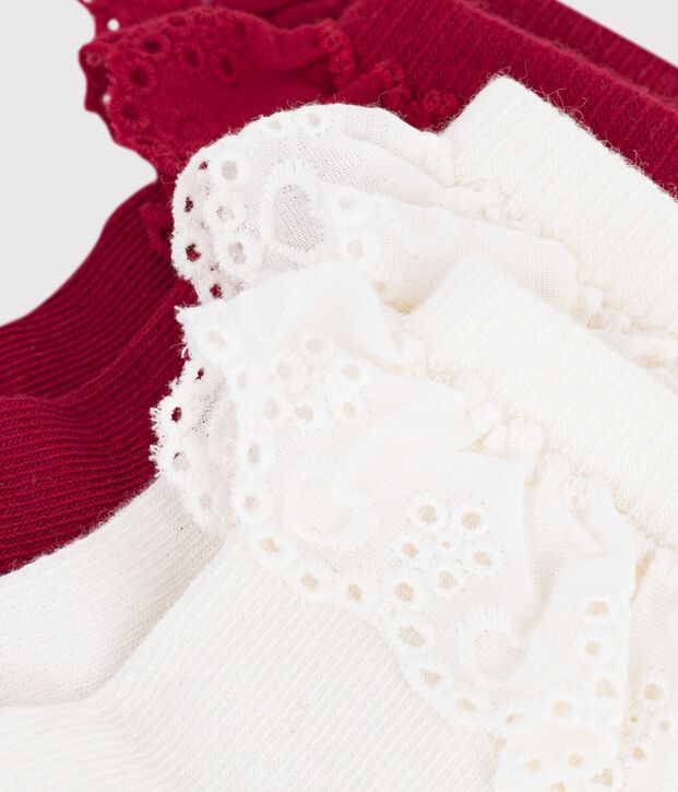 2 paires de chaussettes b&eacute;b&eacute; en coton &agrave; volant multicouleur