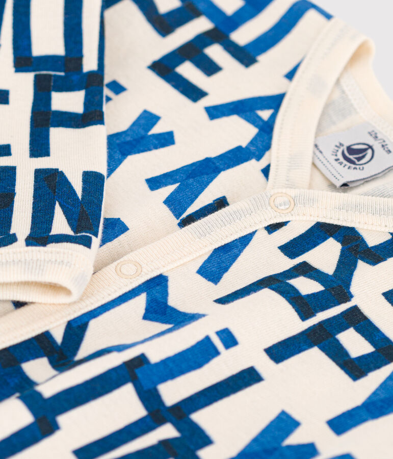 Pyjama b&eacute;b&eacute; sans pieds en coton blanc AVALANCHE/ MULTICO