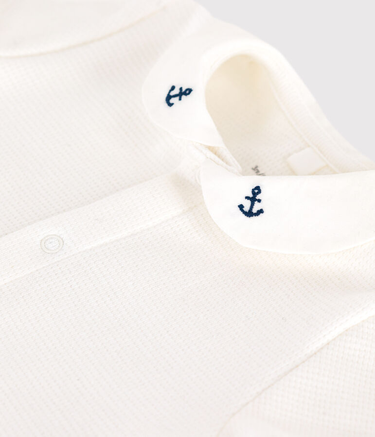 Combicourte b&eacute;b&eacute; en coton et son col brod&eacute; blanc MARSHMALLOW