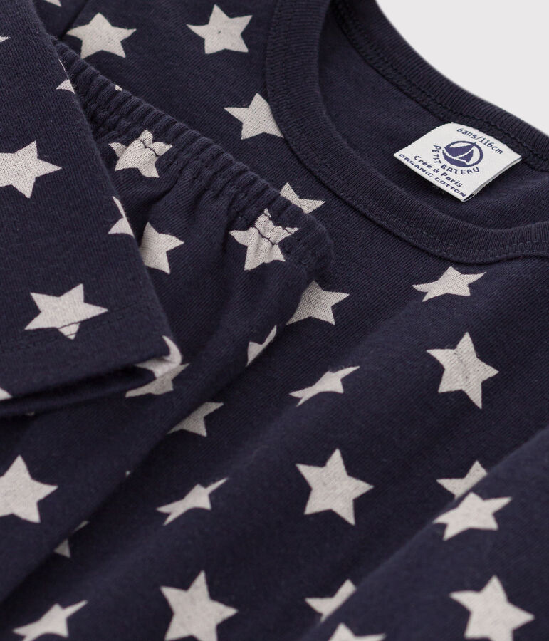 Pyjama &eacute;toiles en tubique enfant bleu SMOKING/blanc MARSHMALLOW