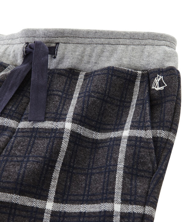 Pantalon maille &agrave; carreaux enfant gar&ccedil;on gris/bleu/blanc