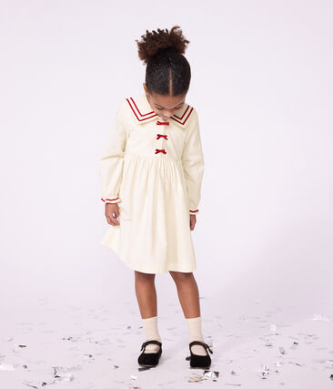 Robe enfant en velours manches longue unie