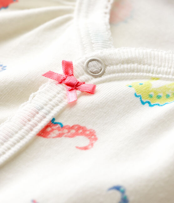 Combicourt hippocampe bébé fille en coton blanc MARSHMALLOW/rose GRETEL