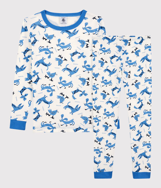 Pyjama snugfit animaux petit garçon en coton blanc MARSHMALLOW/blanc MULTICO