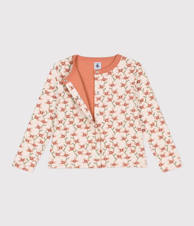 Cardigan imprim&eacute; en tubique matelass&eacute; enfant fille &eacute;cru/multicouleur