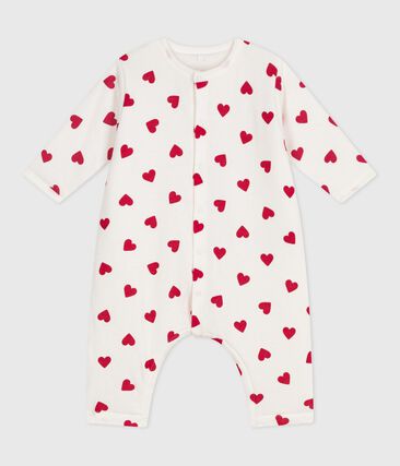 Combinaison ouatinée bébé en coton, imprimé cœurs