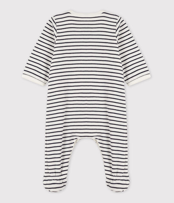 Bodyjama à rayures bébé en coton blanc MARSHMALLOW/bleu SMOKING