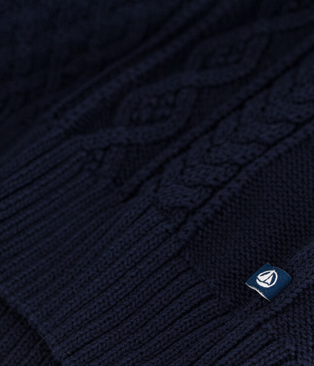 Pull irlandais en coton enfant fille / gar&ccedil;on bleu