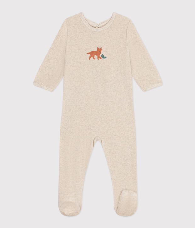 Pyjama en velours b&eacute;b&eacute; beige chin&eacute;