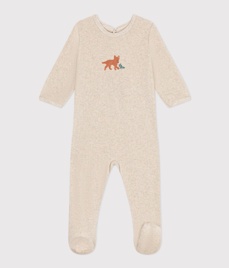 Pyjama en velours b&eacute;b&eacute; beige MONTELIMAR CHINE