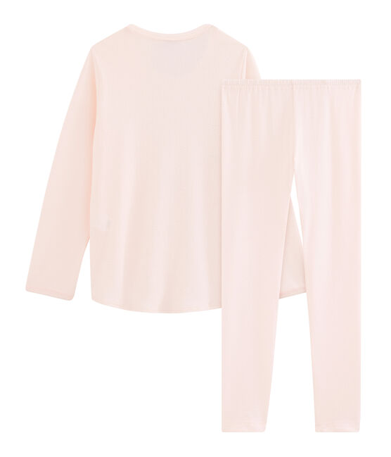 Pyjama petite fille en côte rose FLEUR
