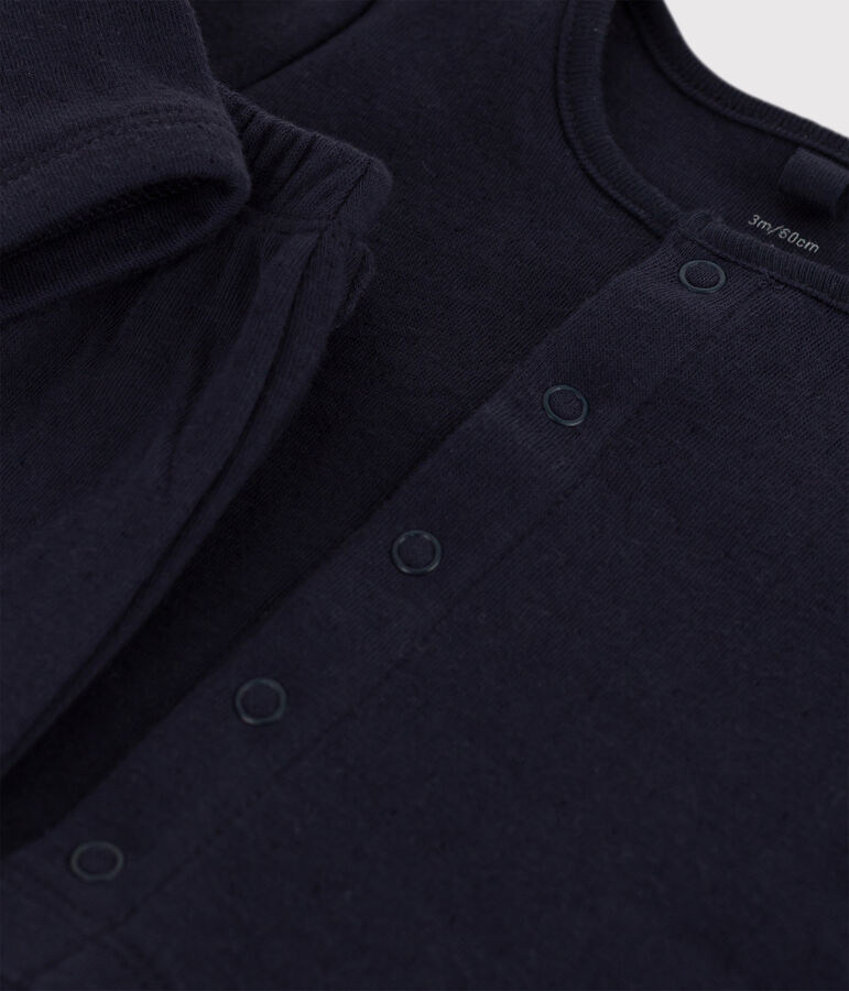 Ensemble 2 pi&egrave;ces uni en tubique bio b&eacute;b&eacute; bleu