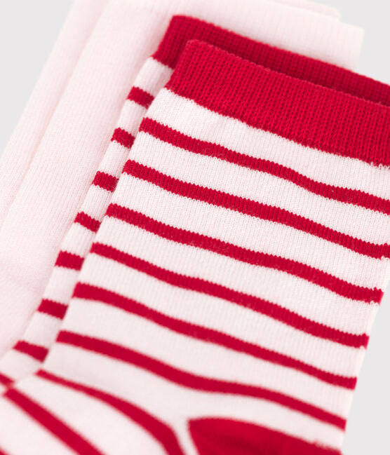 2 paires de chaussettes enfant fille en coton à rayures variante 1