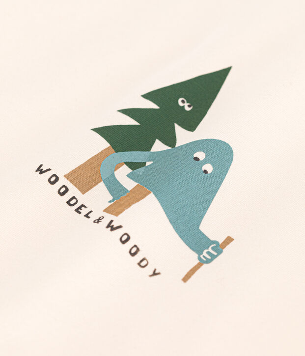 Tee-shirt manches courtes en jersey fin b&eacute;b&eacute; &eacute;cru/vert