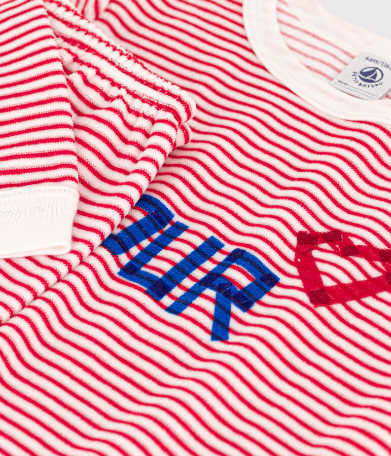 Pyjama ray&eacute; en velours enfant rouge MARSHMALLOW/blanc CORRIDA