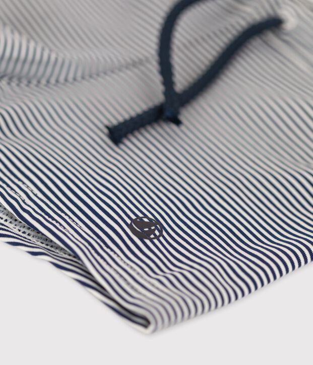 Short de bain en mati&egrave;re recycl&eacute;e b&eacute;b&eacute; bleu/blanc