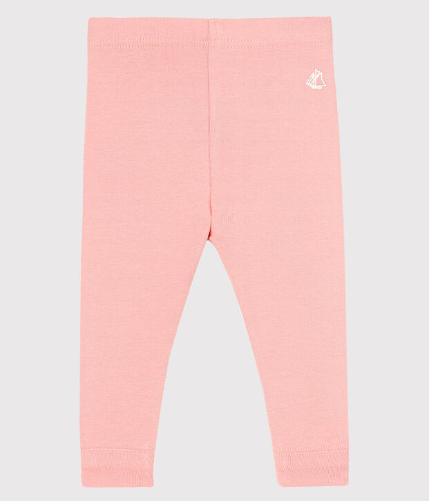 Legging b&eacute;b&eacute; fille en c&ocirc;te 1x1 unie rose