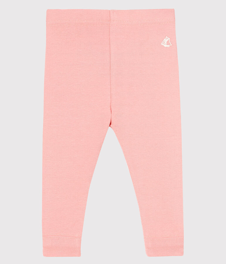 Legging b&eacute;b&eacute; fille en c&ocirc;te 1x1 unie rose CHEEK