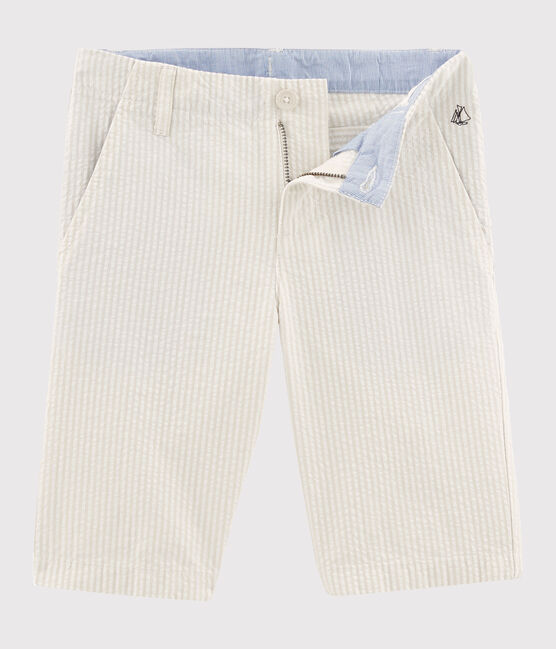 Bermuda enfant garçon beige BEIGE/blanc MARSHMALLOW
