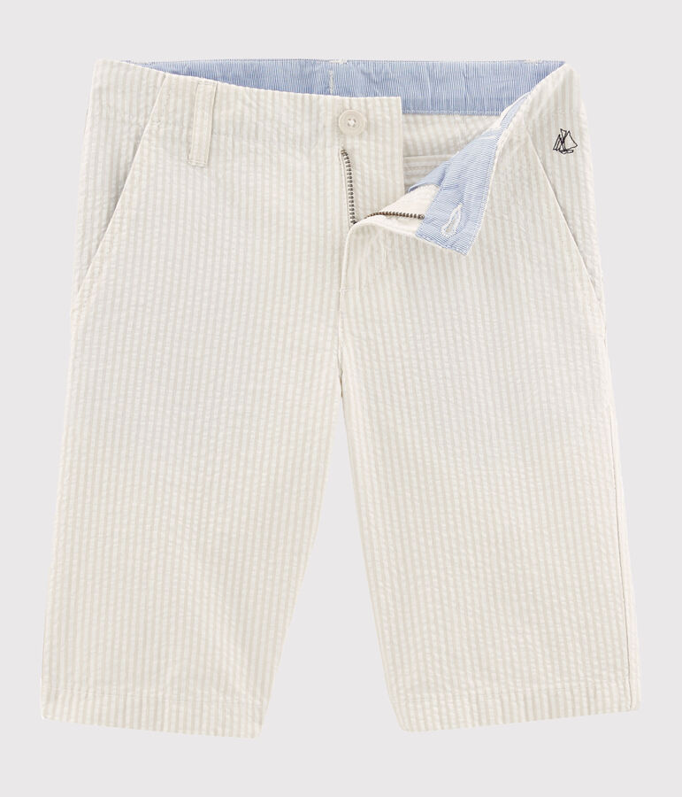 Bermuda enfant gar&ccedil;on beige/blanc