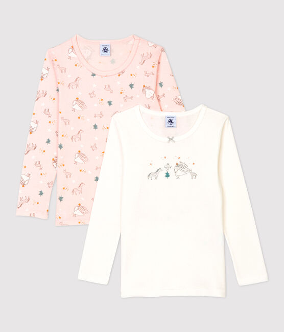 Lot de 2 tee shirts manches longues imprimé princesse petite fille en coton variante 1