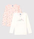 Lot de 2 tee shirts manches longues imprimé princesse petite fille en coton