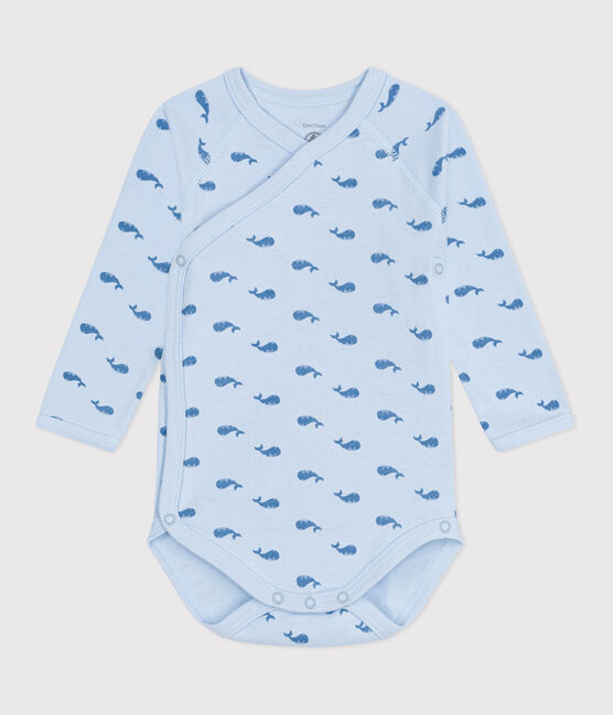 Body croisés manches longues en coton bébé bleu TOUDOU/ ALASKA