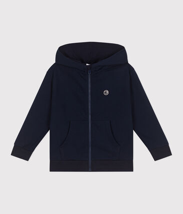 Sweatshirt zippé à capuche enfant en coton uni