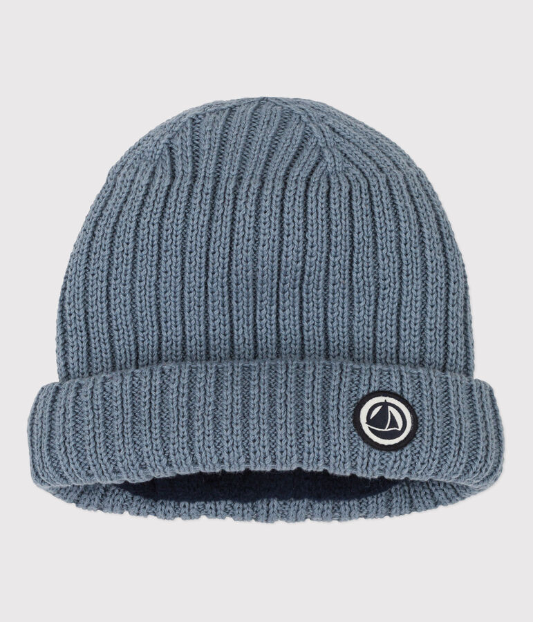 Bonnet b&eacute;b&eacute; en tricot doubl&eacute; en polaire recycl&eacute;e bleu ROVER