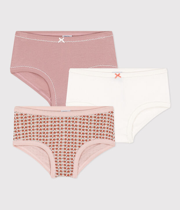 Lot de 3 culottes fleur en coton petite fille multicouleur