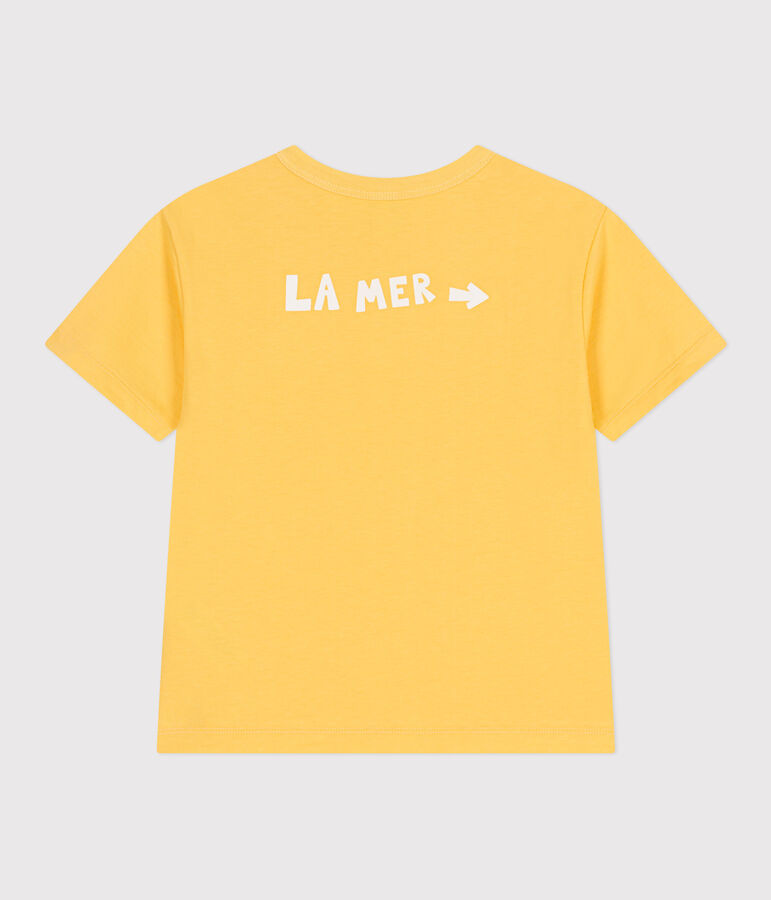 Teeshirt enfant en coton manches courtes imprim&eacute; jaune ORGE
