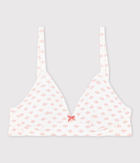 Soutien gorge paddé fille imprimé blanc ECUME/rose VENUS/ MULTICO