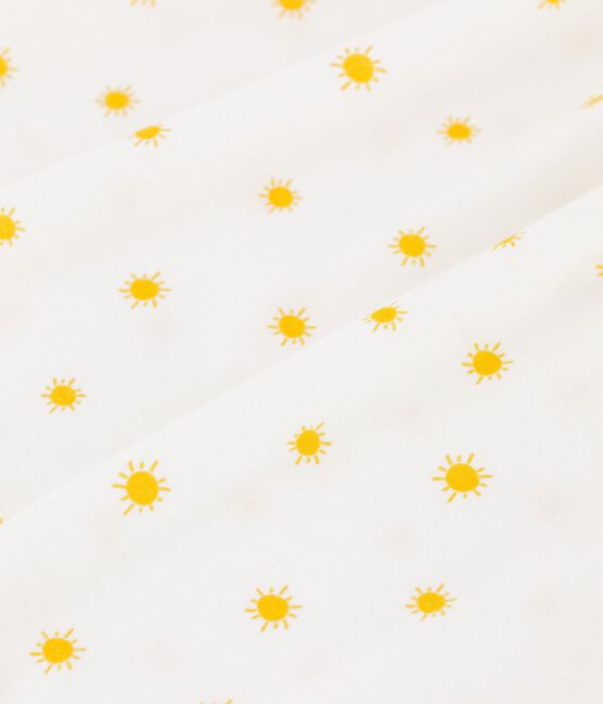 Chemise de nuit manches courtes soleils petite fille en coton blanc MARSHMALLOW/ ORGE