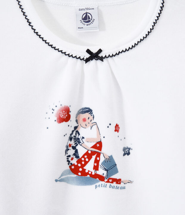 Pyjama fille en velours bleu/blanc